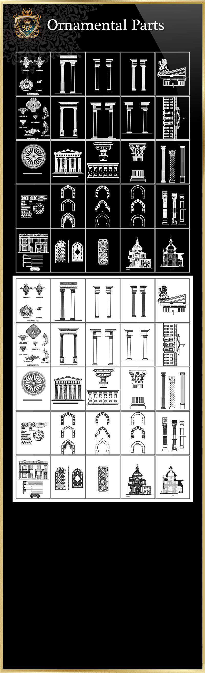 ★【Ornamental Parts of Buildings 2】Luxury home, Luxury Villas, Luxury Palace, Architecture Ornamental Parts, Decorative Inserts & Accessories, Handrail & Stairway Parts, Outdoor House Accessories, Euro Architectural Components, Arcade