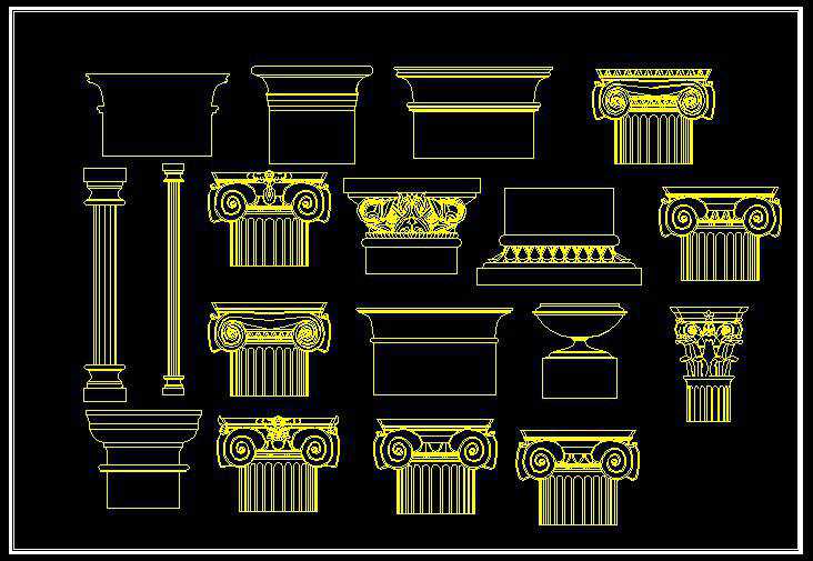 Decorative Elements,Carried of viceroys,Outdoor Decoration,Columns,CAD blocks for outdoor living design projects