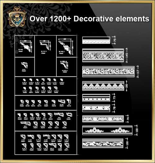 iOver 1200+ Decorative elements CAD Blocks V.4j