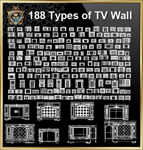 ¡i188 Types of TV Wall CAD Drawings¡j