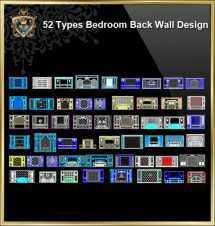 52 Types of Bedroom Back Wall Design CAD Drawings