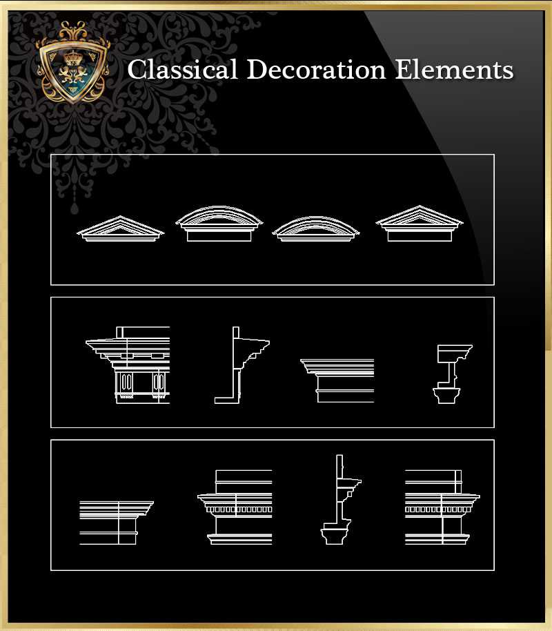 ★【Classical Decoration Elements 17】Download Luxury Architectural Design CAD Drawings--Over 20000+ High quality CAD Blocks and Drawings Download!