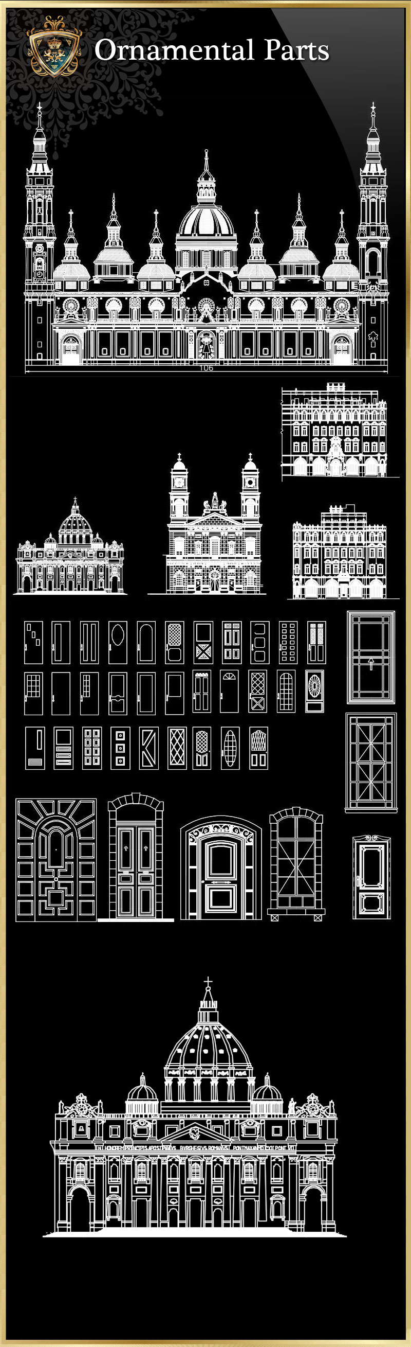 ★【Ornamental Parts of Buildings 3】Download Luxury Architectural Design CAD Drawings--Over 20000+ High quality CAD Blocks and Drawings Download!