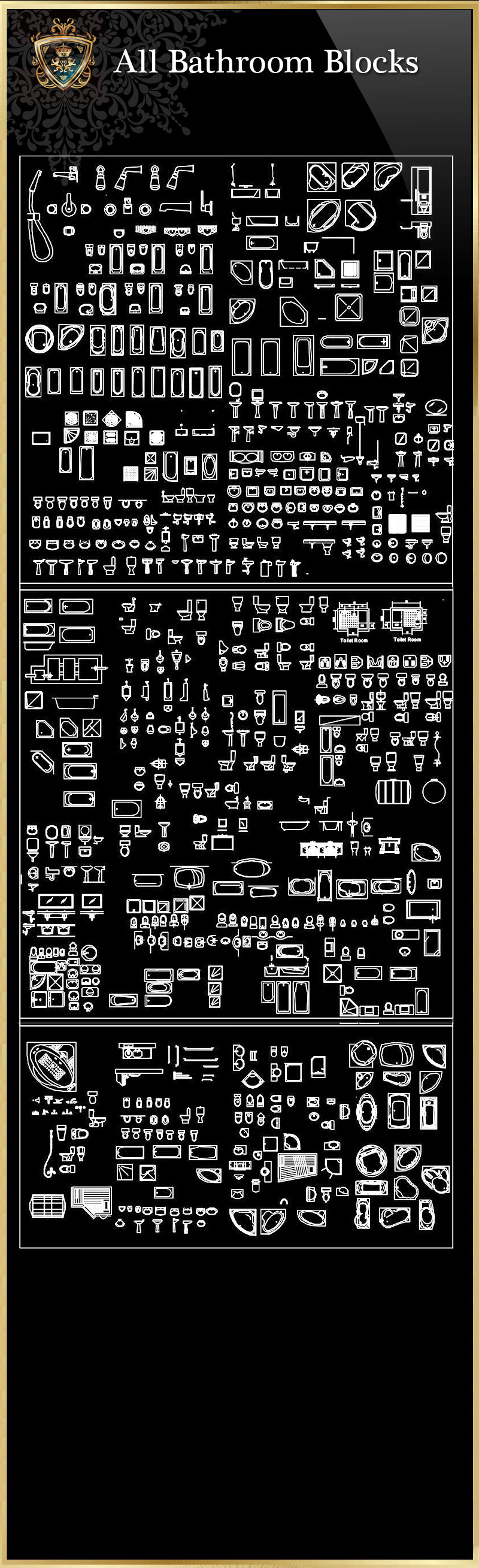 ★【All Bathroom Blocks】Download Luxury Architectural Design CAD Drawings--Over 20000+ High quality CAD Blocks and Drawings Download!