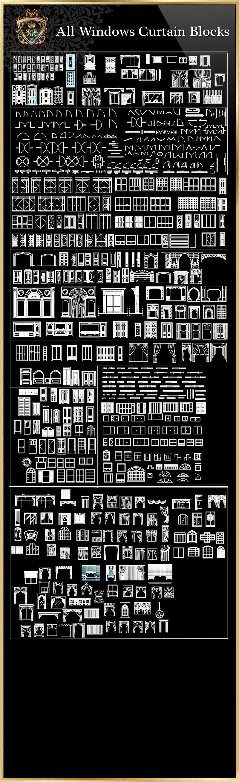 ★【All Windows Curtain Blocks】Download Luxury Architectural Design CAD Drawings--Over 20000+ High quality CAD Blocks and Drawings Download!