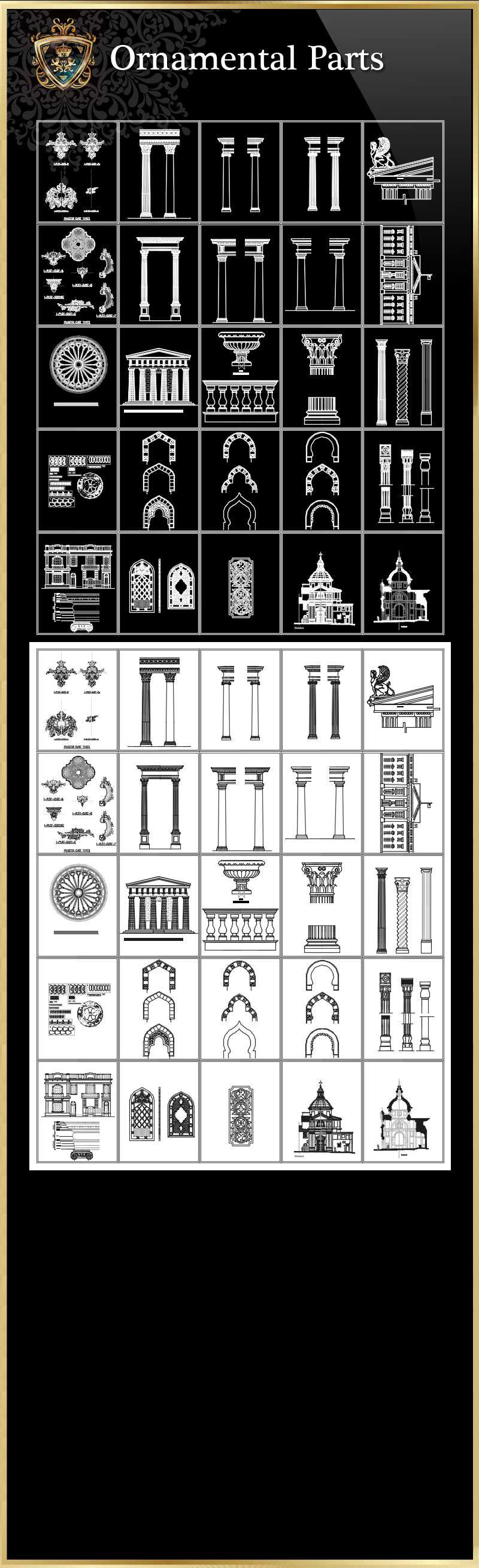 ★【Ornamental Parts of Buildings 2】Download Luxury Architectural Design CAD Drawings--Over 20000+ High quality CAD Blocks and Drawings Download!