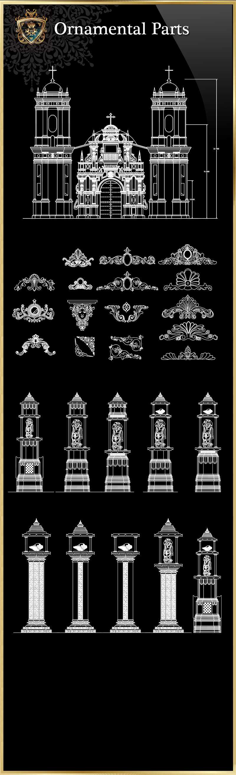 ★【Ornamental Parts of Buildings 6】Download Luxury Architectural Design CAD Drawings--Over 20000+ High quality CAD Blocks and Drawings Download!