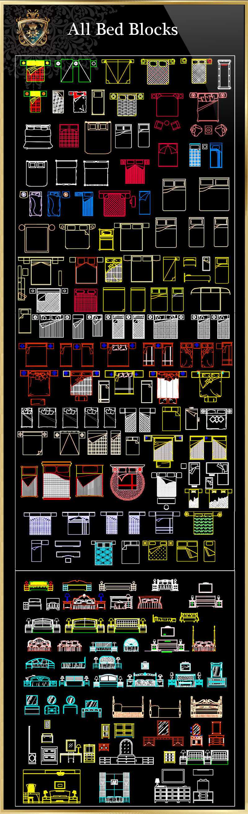 ★【All Bed Blocks】Download Luxury Architectural Design CAD Drawings--Over 20000+ High quality CAD Blocks and Drawings Download!