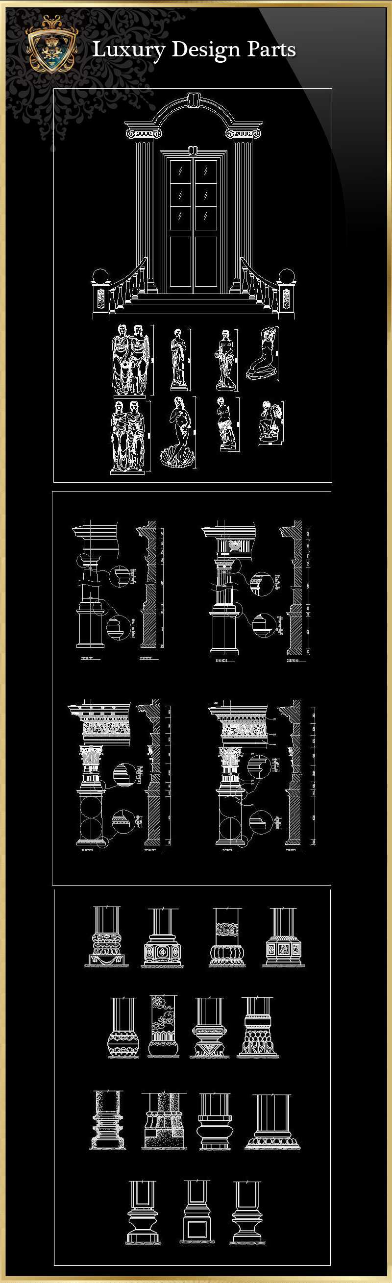 ★【Luxury Design Parts 2】Download Luxury Architectural Design CAD Drawings--Over 20000+ High quality CAD Blocks and Drawings Download!