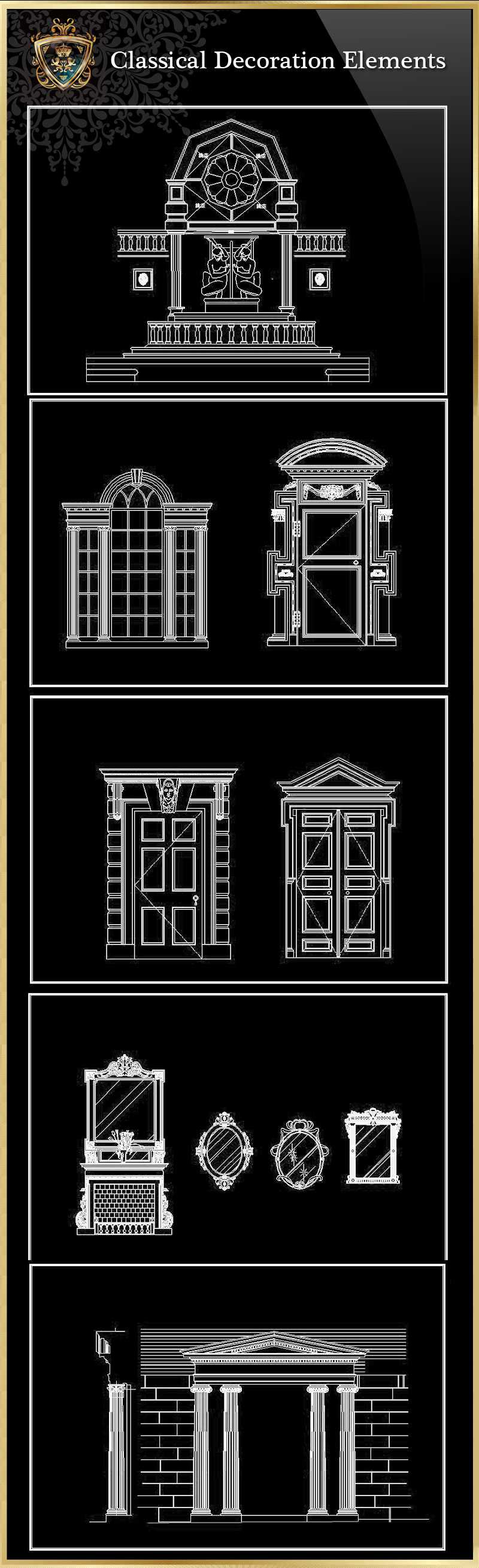 ★【Classical Decoration Elements 03】Download Luxury Architectural Design CAD Drawings--Over 20000+ High quality CAD Blocks and Drawings Download!