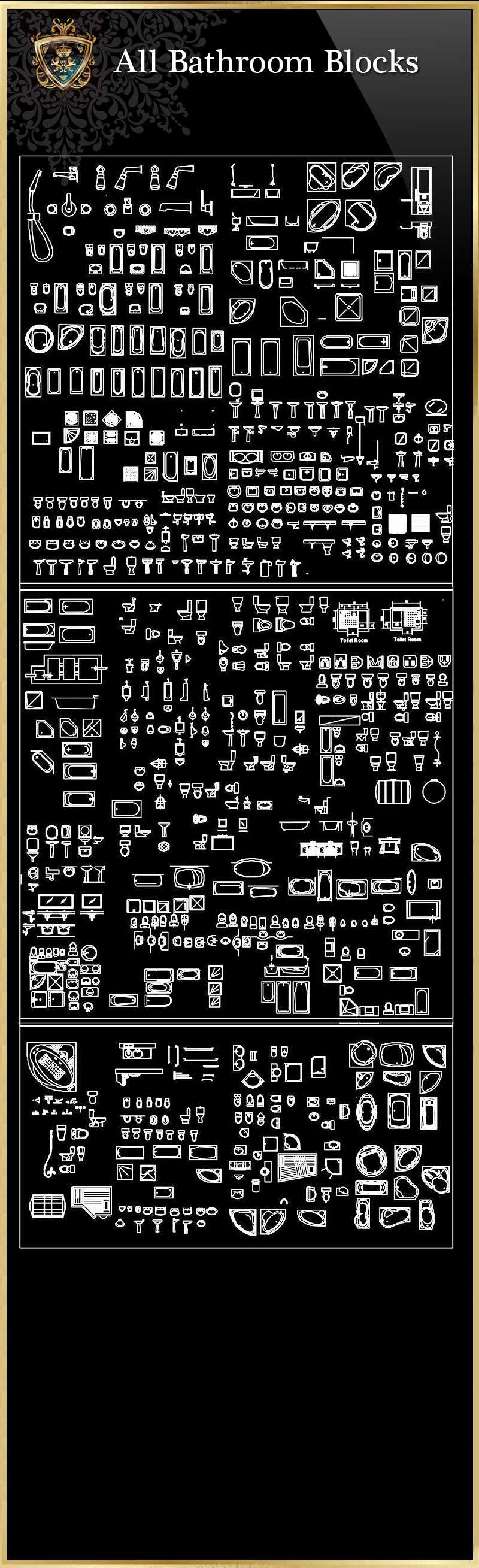 ★【All Bathroom Blocks】Download Luxury Architectural Design CAD Drawings--Over 20000+ High quality CAD Blocks and Drawings Download!