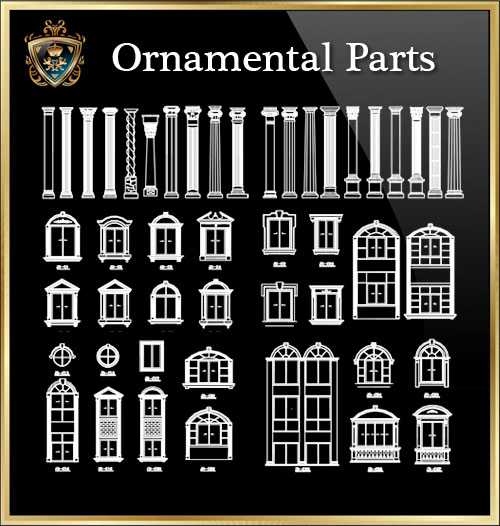 ★【Ornamental Parts of Buildings 7】Download Luxury Architectural Design CAD Drawings--Over 20000+ High quality CAD Blocks and Drawings Download!