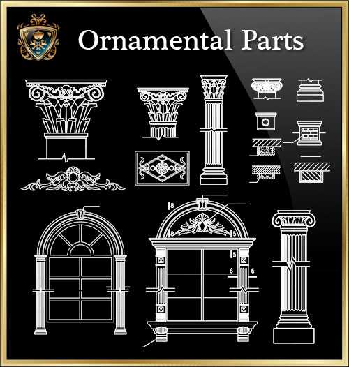 ★【Ornamental Parts of Buildings 8】Download Luxury Architectural Design CAD Drawings--Over 20000+ High quality CAD Blocks and Drawings Download!