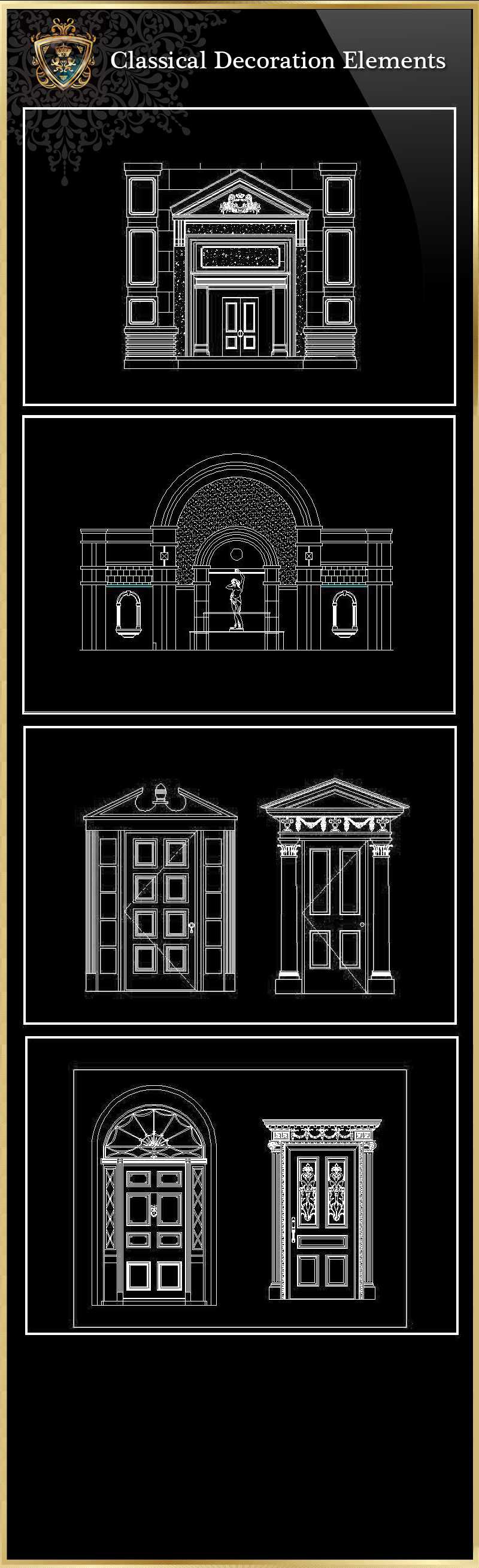 ★【Classical Decoration Elements 04】Download Luxury Architectural Design CAD Drawings--Over 20000+ High quality CAD Blocks and Drawings Download!