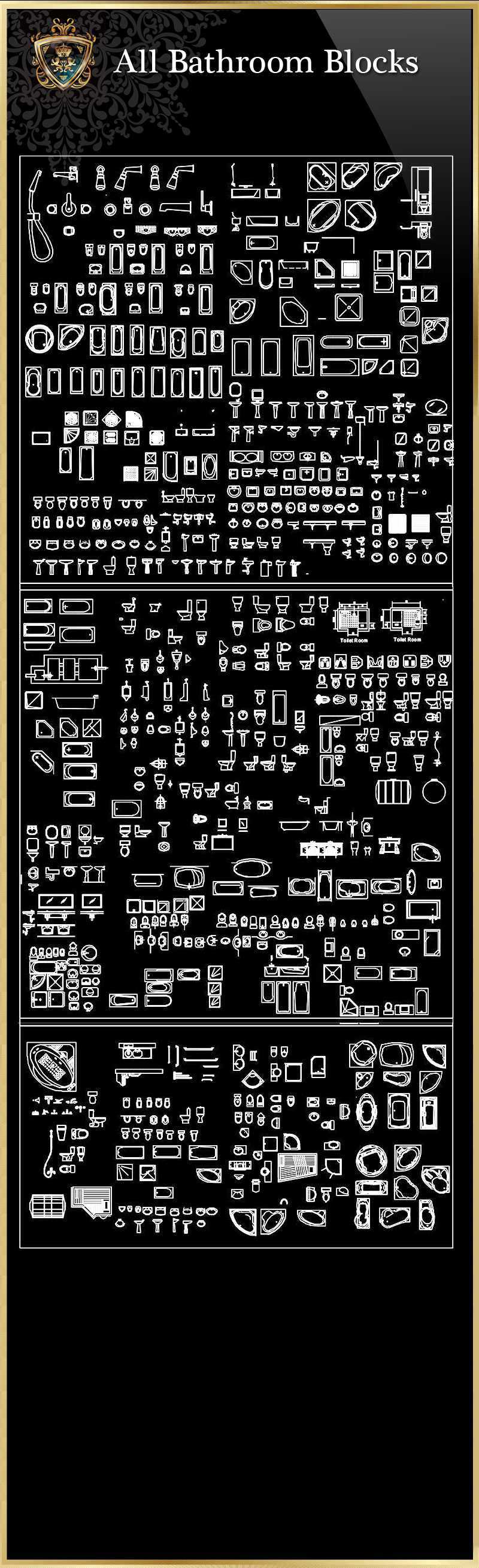 ★【All Bathroom Blocks】Download Luxury Architectural Design CAD Drawings--Over 20000+ High quality CAD Blocks and Drawings Download!