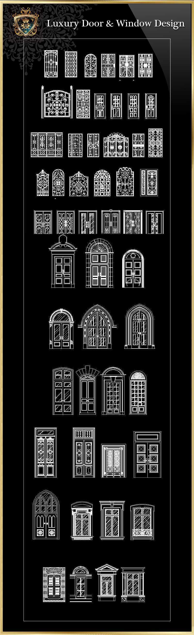 ★【Luxury Door & Window】Download Luxury Architectural Design CAD Drawings--Over 20000+ High quality CAD Blocks and Drawings Download!