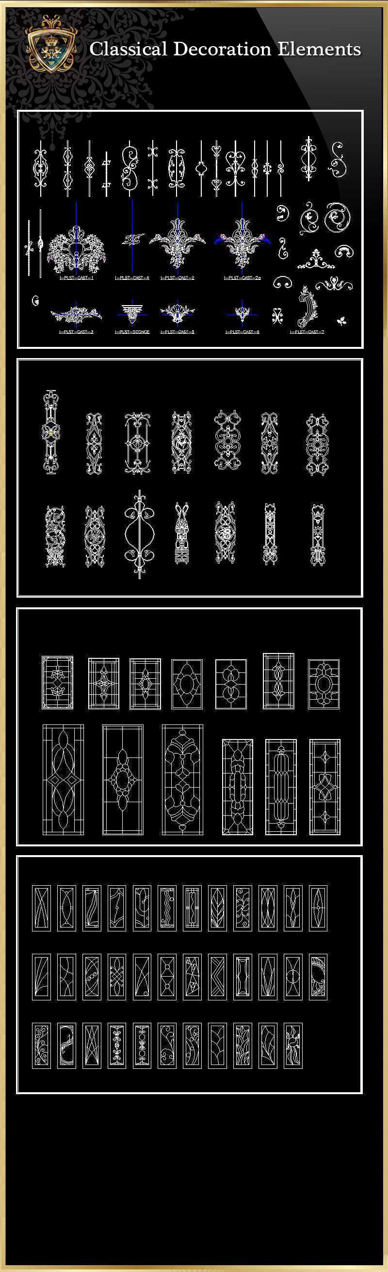 ★【Classical Decoration Elements 02】Download Luxury Architectural Design CAD Drawings--Over 20000+ High quality CAD Blocks and Drawings Download!