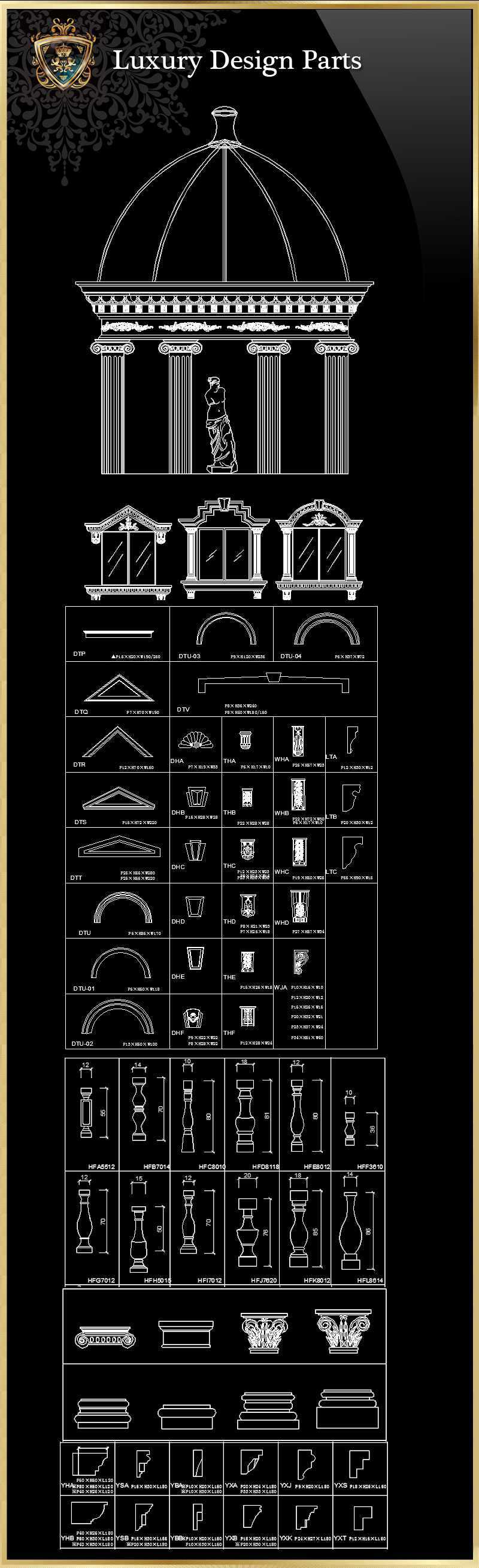 ★【Luxury Design Parts 1】Download Luxury Architectural Design CAD Drawings--Over 20000+ High quality CAD Blocks and Drawings Download!