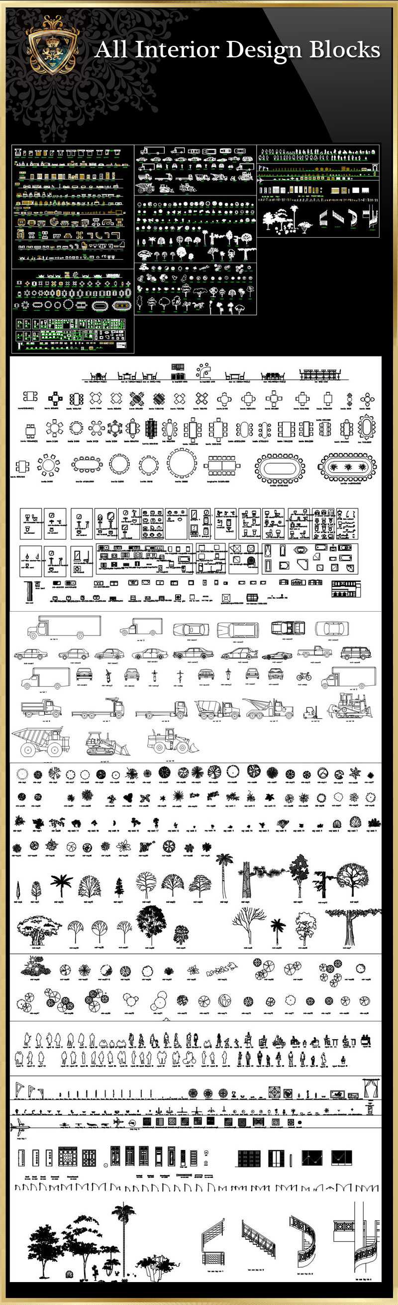 ★【All Interior Design Blocks 7】Download Luxury Architectural Design CAD Drawings--Over 20000+ High quality CAD Blocks and Drawings Download!