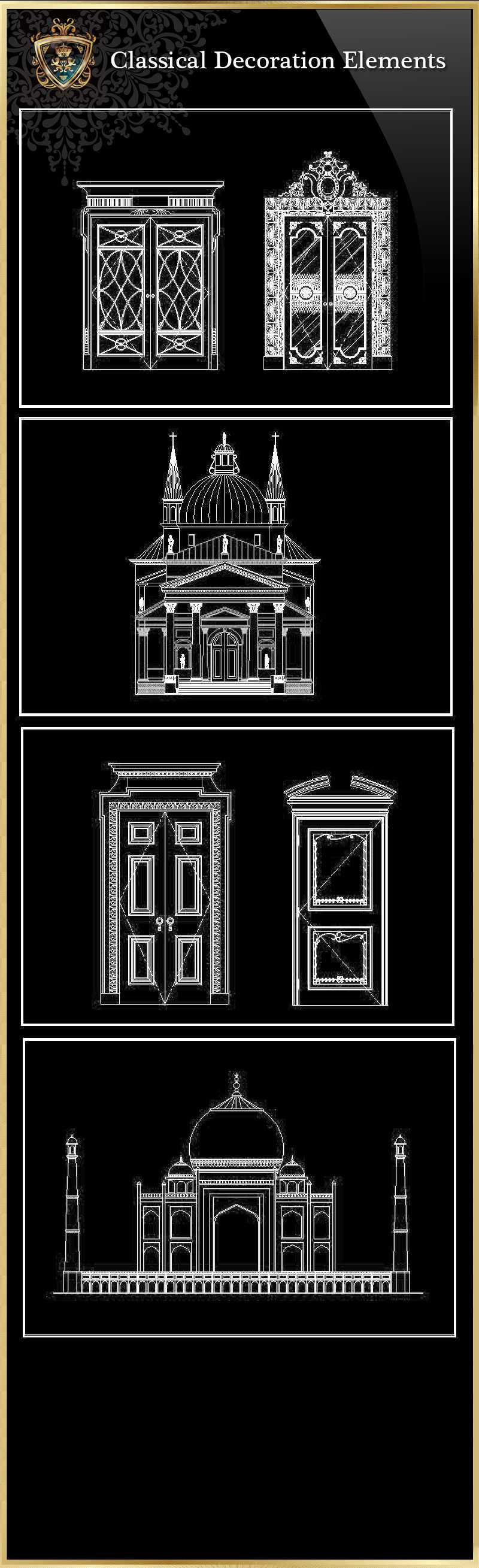 ★【Classical Decoration Elements 04】Download Luxury Architectural Design CAD Drawings--Over 20000+ High quality CAD Blocks and Drawings Download!