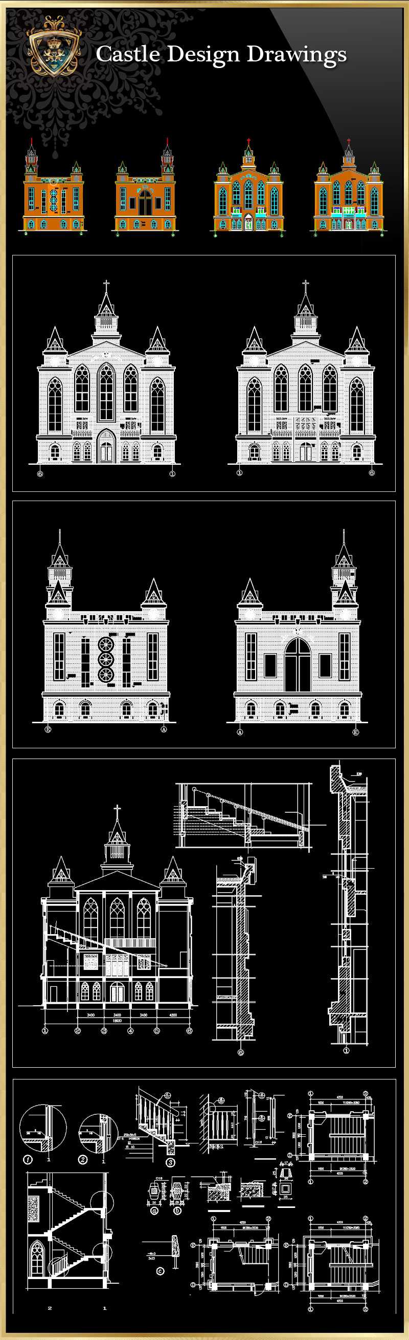 ★【Church Design 3】Download Luxury Architectural Design CAD Drawings--Over 20000+ High quality CAD Blocks and Drawings Download!