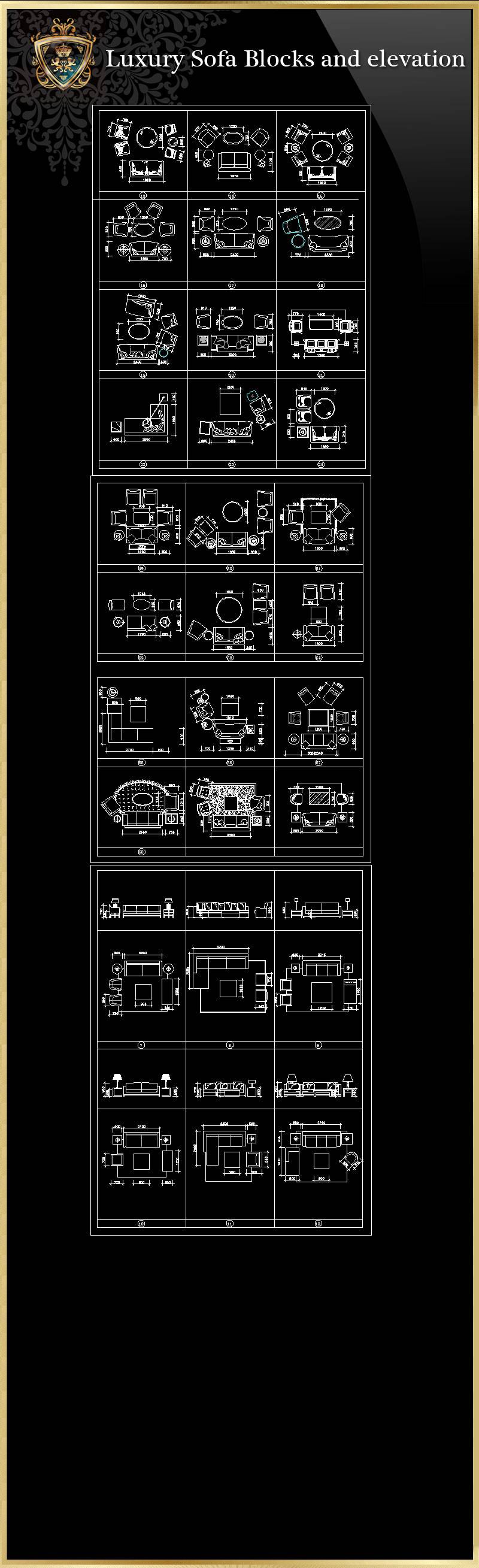 ★【Luxury Sofa Blocks and elevation】Luxury home, Luxury Villas, Luxury Palace, Architecture Ornamental Parts, Decorative Inserts & Accessories, Handrail & Stairway Parts, Outdoor House Accessories, Euro Architectural Components, Arcade