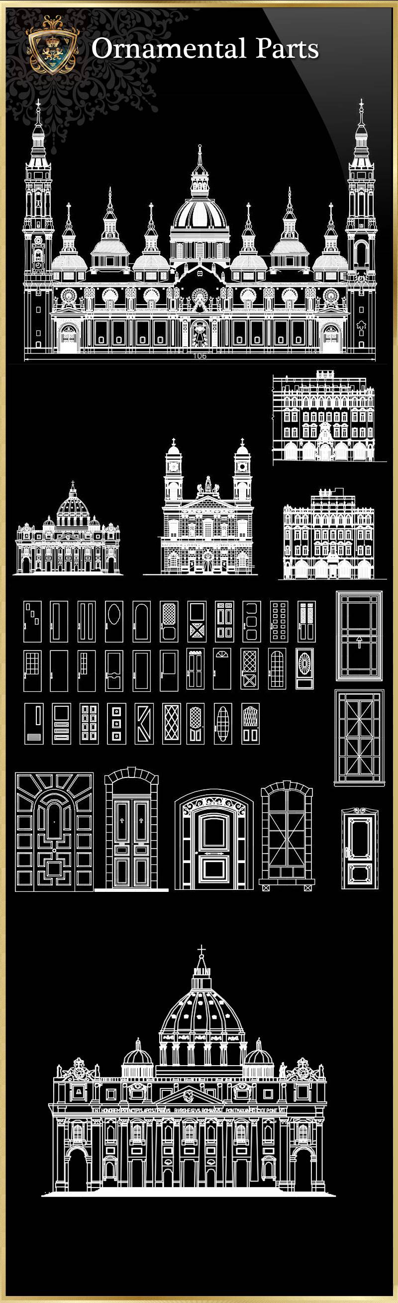 ★【Ornamental Parts of Buildings 3】Luxury home, Luxury Villas, Luxury Palace, Architecture Ornamental Parts, Decorative Inserts & Accessories, Handrail & Stairway Parts, Outdoor House Accessories, Euro Architectural Components, Arcade