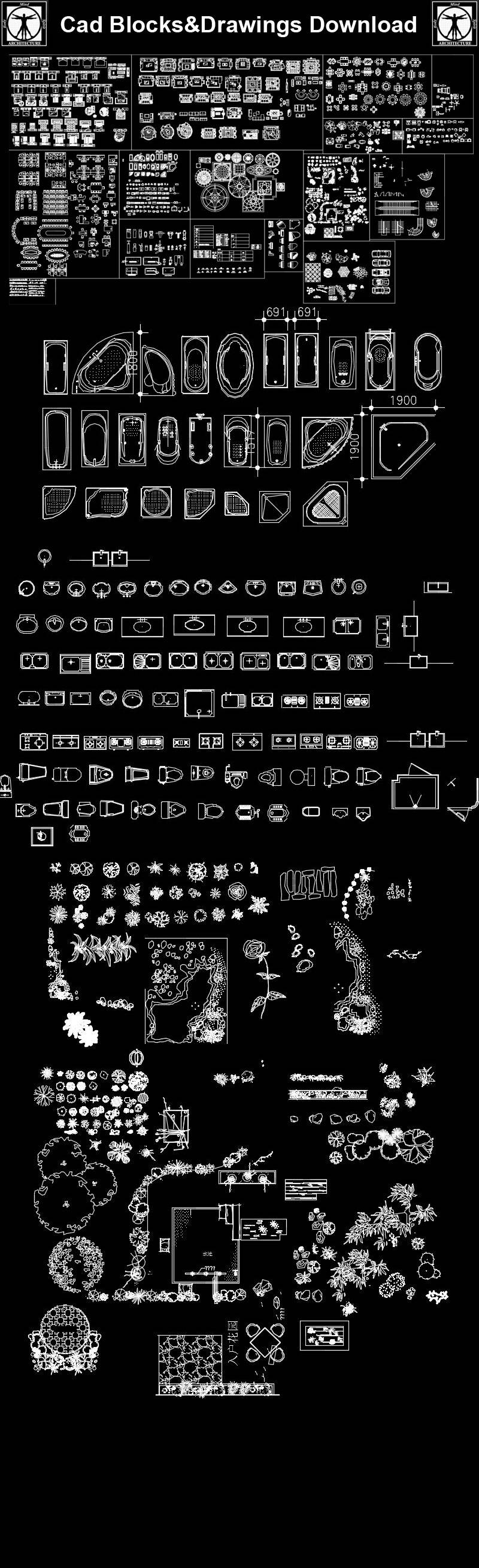 Furniture blocks ,Sofa,Chair,Cabinet,Appliances Library,Doors & Windows design,Lighting Library,CAD Accessories,Plant Symbols,Landscape Design Blocks,Statues,Ceiling Design,Neoclassical Interiors,Stair