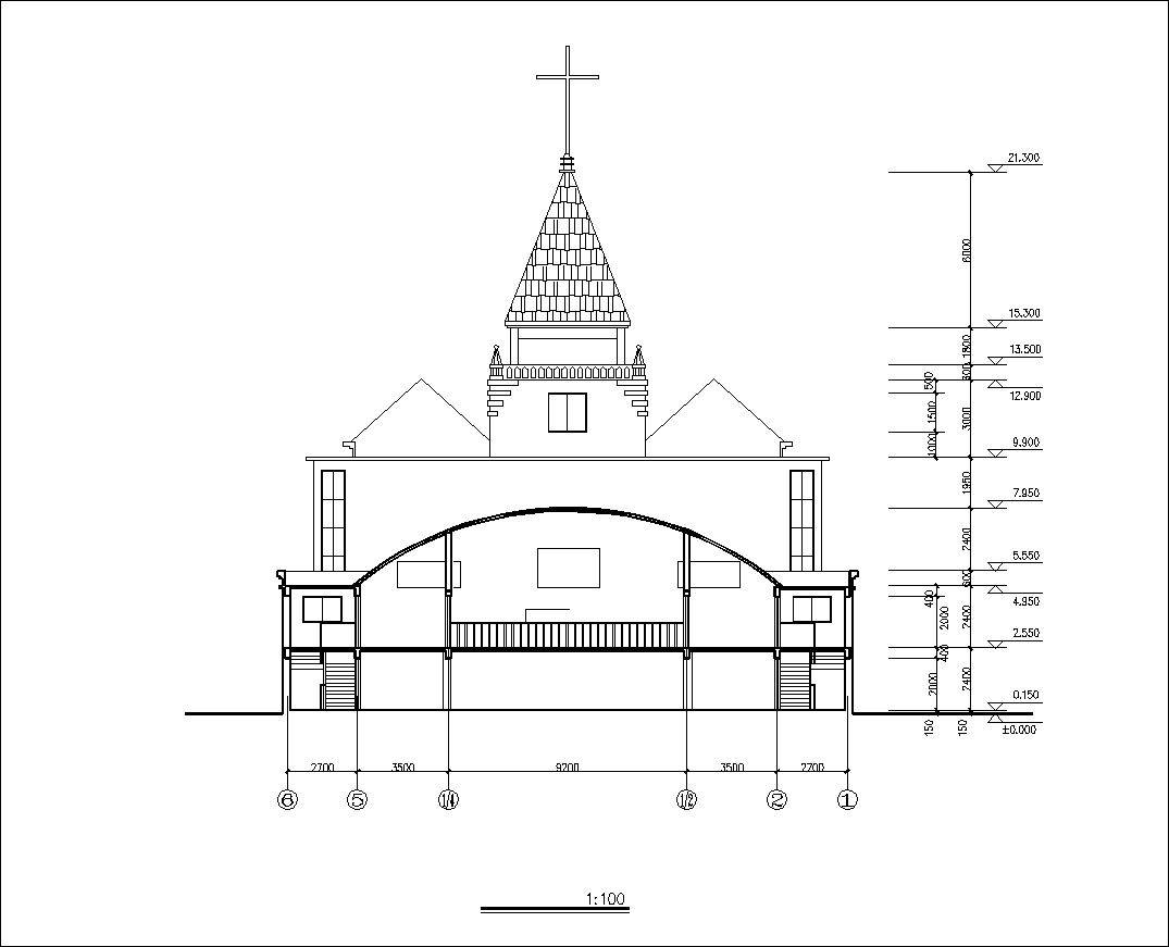 Church plan,elevation,details drawings 